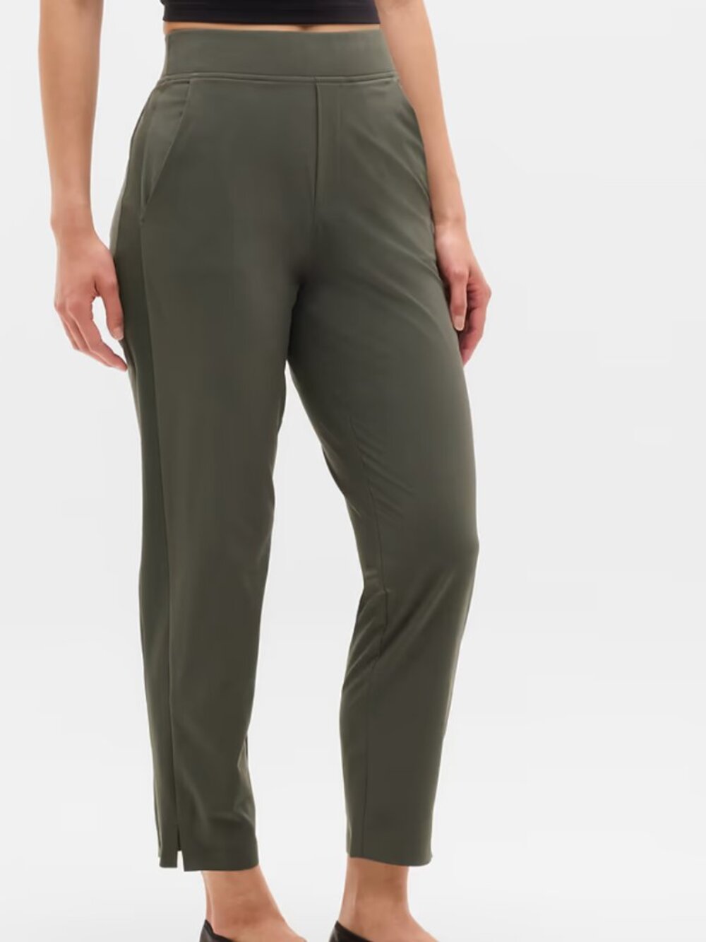 Athleta Endless High Rise Pant Olive Green Tapered Ankle Stretch Women’s Size 8